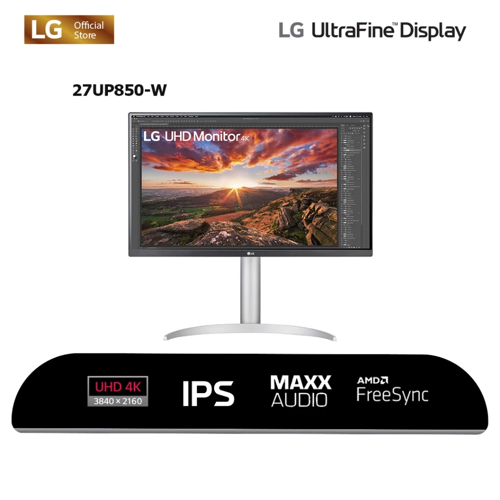LG UltraFine™ 27UP850K-W 27" UHD 4K IPS Monitor AMD FreeSync USB C Speaker